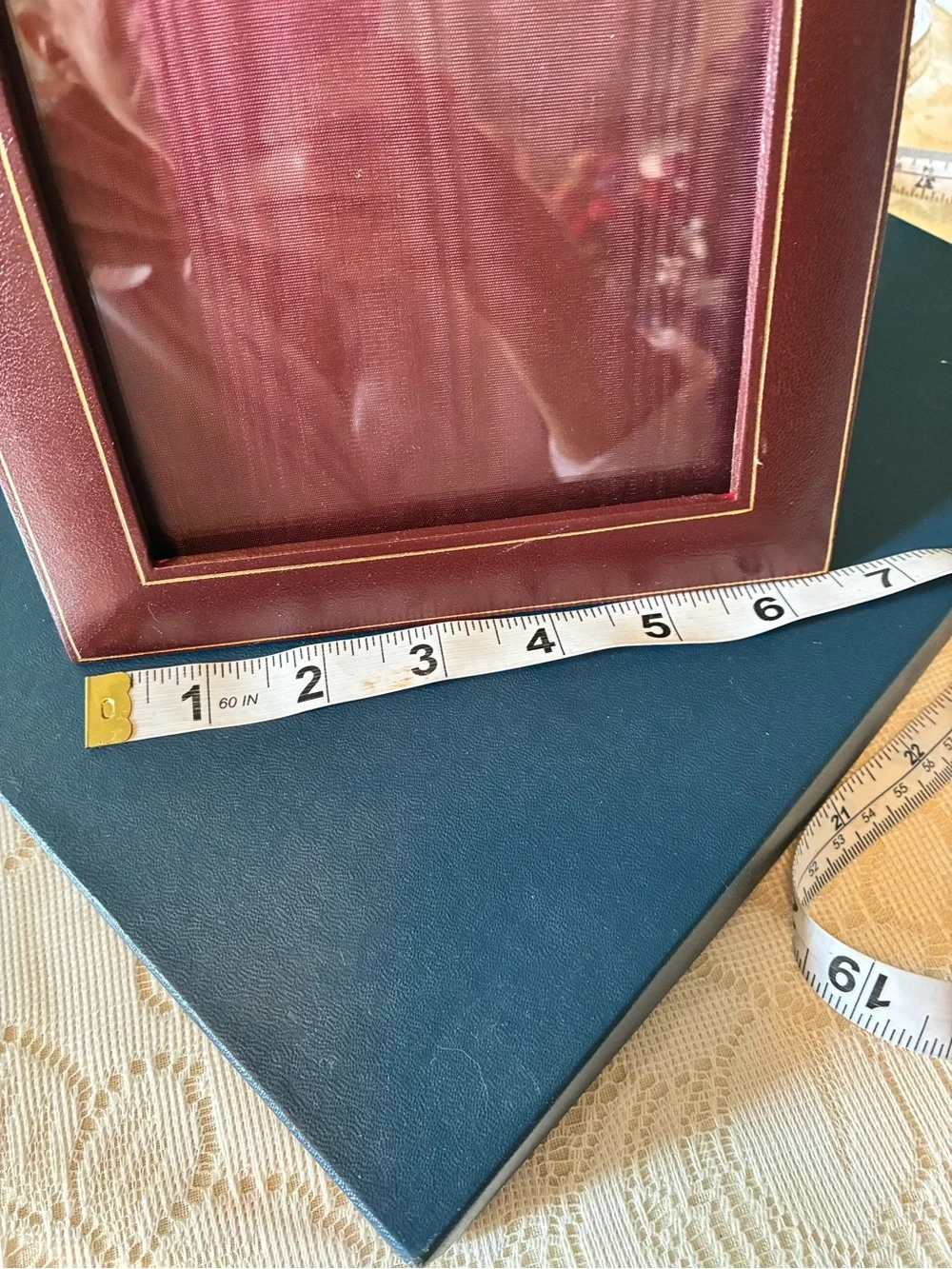 Vintage Brooks Brothers Burgundy Leather Larger Frame with Gold Accent- Italian